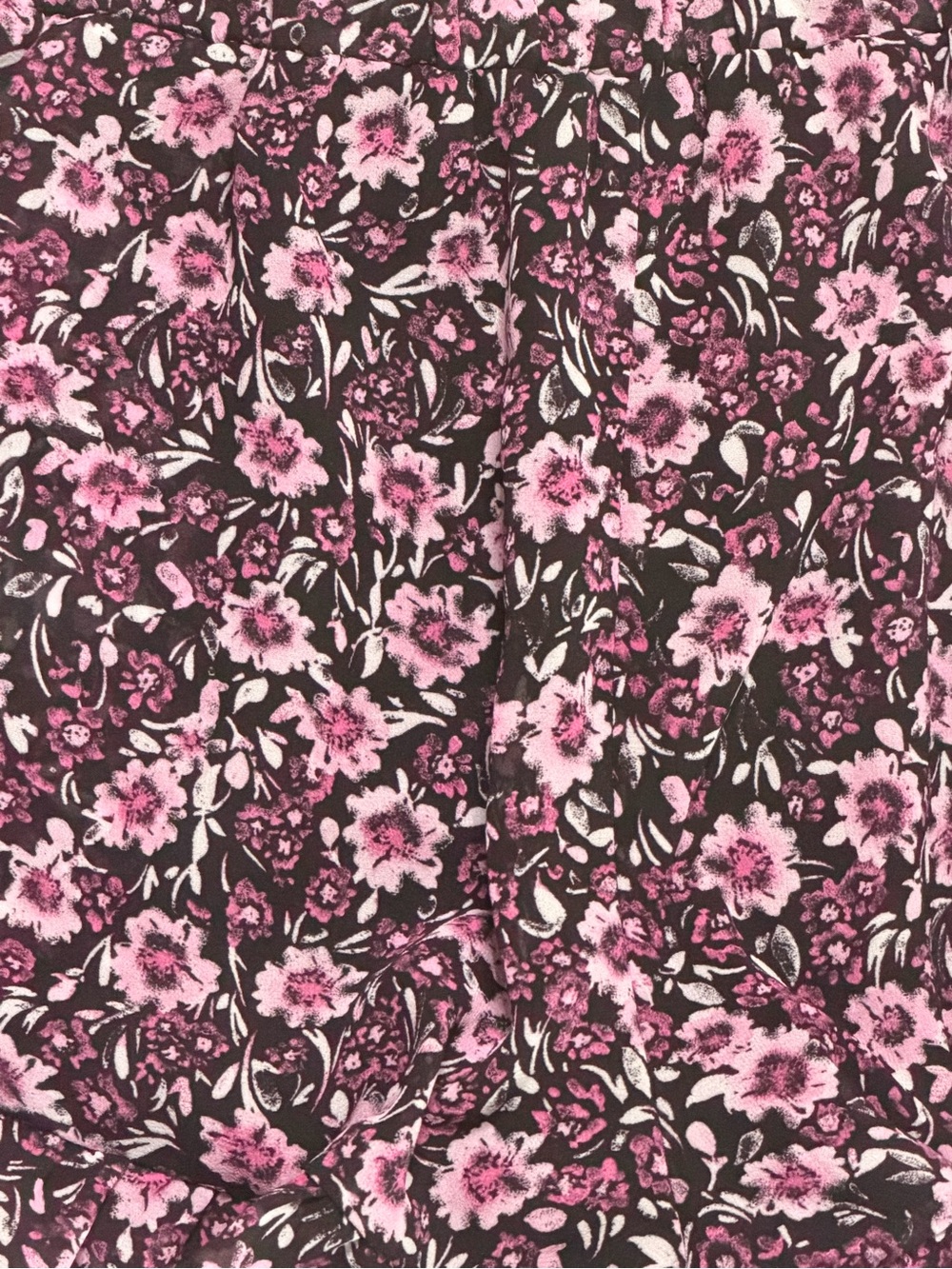 High-Waist Floral Ruffle Hem Shorts — Pink on Black Size Small - Picture 2 of 6